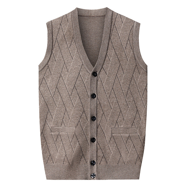 Men's Vest Wide Shoulder Striped Jacquard