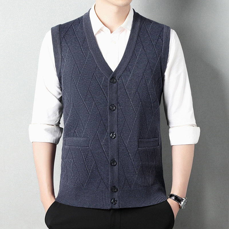 Men's Vest Wide Shoulder Striped Jacquard