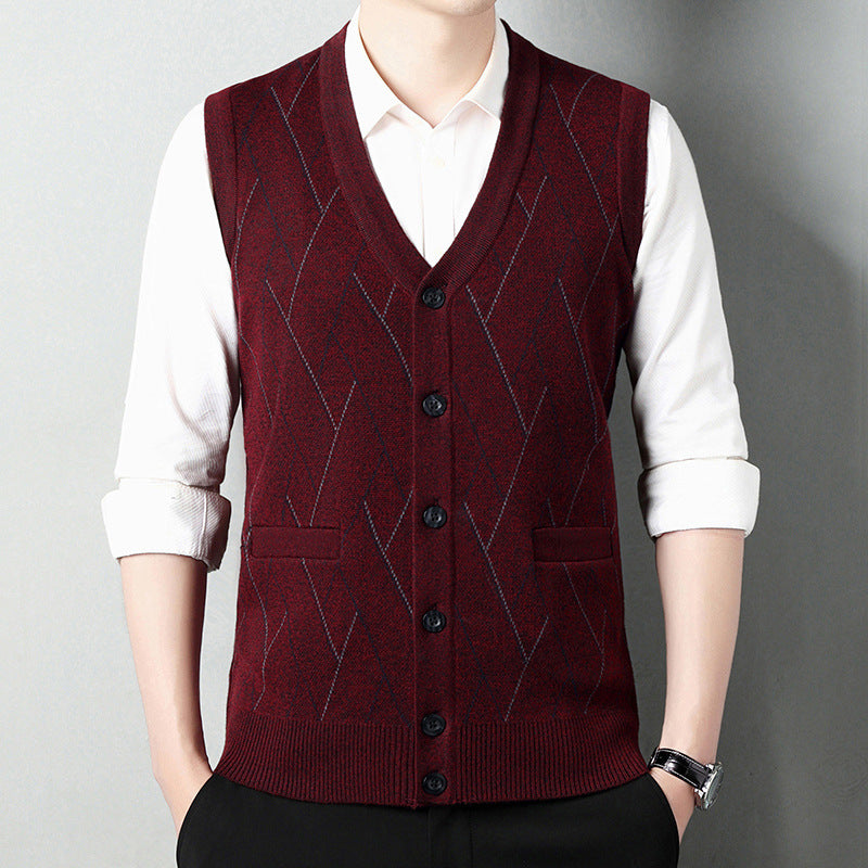 Men's Vest Wide Shoulder Striped Jacquard