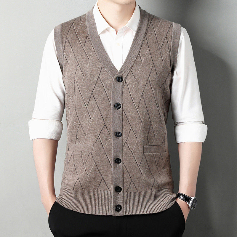 Men's Vest Wide Shoulder Striped Jacquard